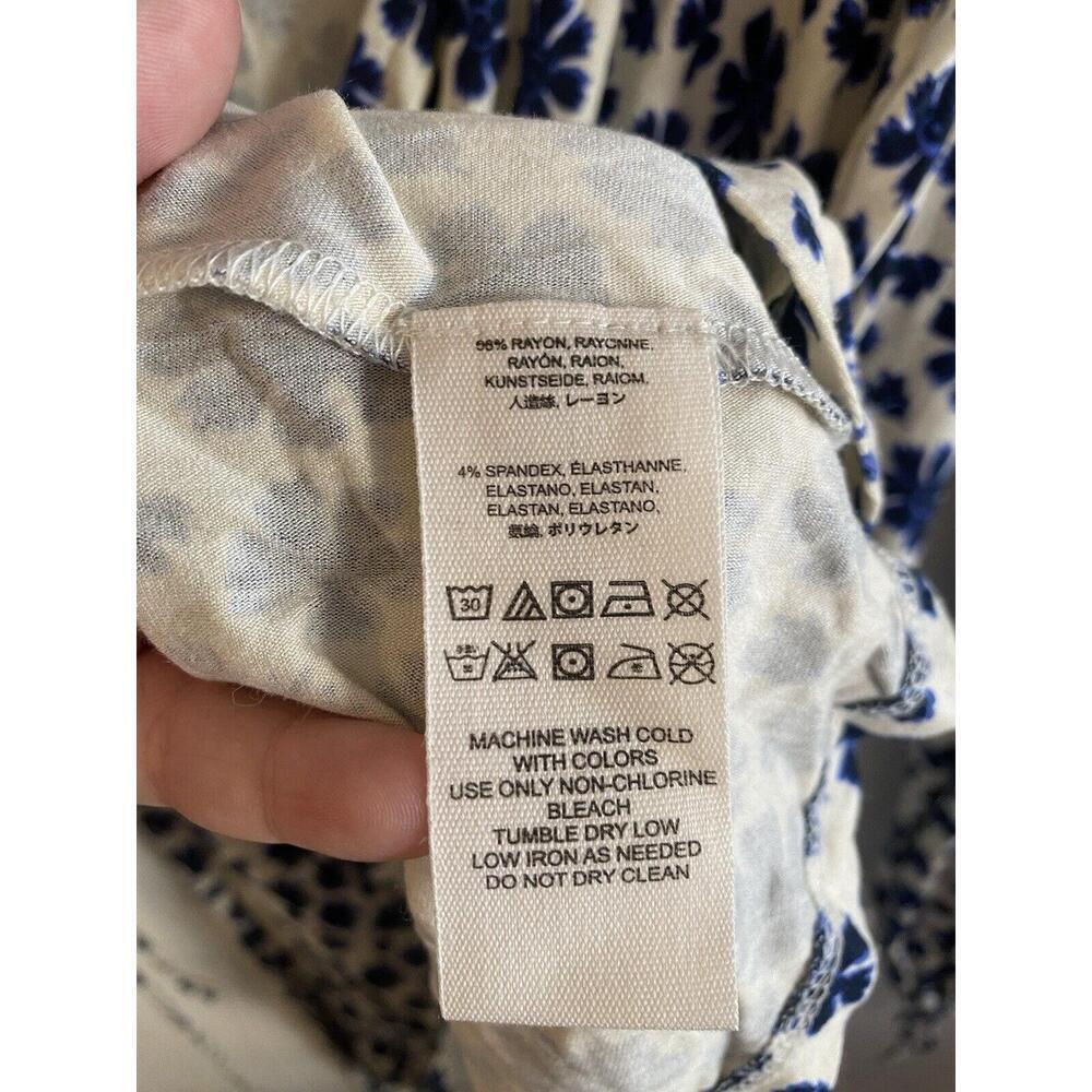 Free People Womens Wrap Dress M White Blue‎ Flowers LS Ties Wrist Wrap Belt Knit - Picture 4 of 4